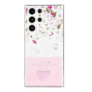 For Samsung Galaxy S22 Ultra 5G Bronzing Butterfly Flower Phone Case(Peach Blossoms)