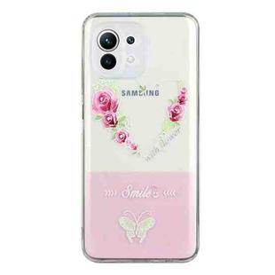 For Samsung Galaxy A22 5G Bronzing Butterfly Flower Phone Case(Rose Heart)