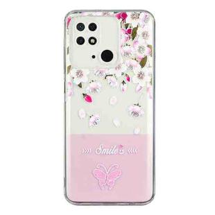 For Xiaomi Redmi 10C Bronzing Butterfly Flower Phone Case(Peach Blossoms)