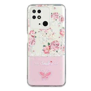 For Xiaomi Redmi 10C Bronzing Butterfly Flower Phone Case(Peony)