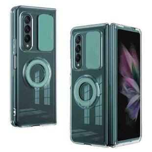 For Samsung Galaxy Fold4 5G Sliding Camera Design Ring Holder TPU Phone Case(Mint Green)