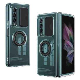 For Samsung Galaxy Fold4 5G Sliding Camera Design Ring Holder TPU Phone Case(Black)