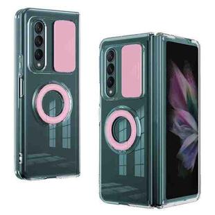 For Samsung Galaxy Fold3 5G Sliding Camera Design Ring Holder TPU Phone Case(Pink)