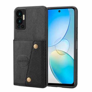 For Infinix Hot 12 Double Buckle Card Slots Magnetic Phone Case(Black)