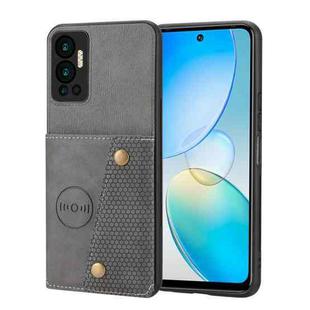For Infinix Hot 12 Double Buckle Card Slots Magnetic Phone Case(Grey)
