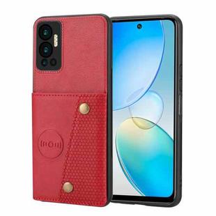 For Infinix Hot 12 Double Buckle Card Slots Magnetic Phone Case(Red)