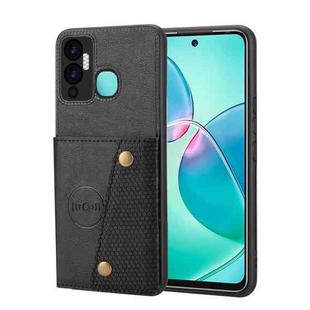 For Infinix Hot 12 Play Double Buckle Card Slots Magnetic Phone Case(Black)