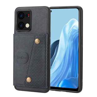 For OPPO Reno7 4G Double Buckle Card Slots Magnetic Phone Case(Blue)