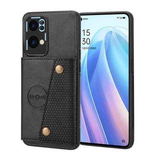 For OPPO Reno7 Pro Double Buckle Card Slots Magnetic Phone Case(Black)