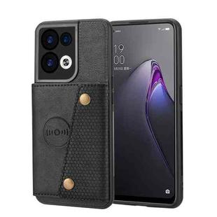 For OPPO Reno8 Double Buckle Card Slots Magnetic Phone Case(Black)