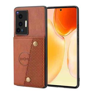 For vivo X70 Pro Double Buckle Card Slots Magnetic Phone Case(Brown)