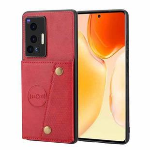 For vivo X70 Pro Double Buckle Card Slots Magnetic Phone Case(Red)