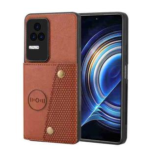 For Xiaomi Redmi K50 Pro Double Buckle Card Slots Magnetic Phone Case(Brown)