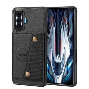 For Xiaomi Redmi K50 Gaming Double Buckle Card Slots Magnetic Phone Case(Black)