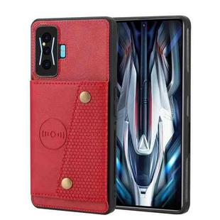 For Xiaomi Redmi K50 Gaming Double Buckle Card Slots Magnetic Phone Case(Red)
