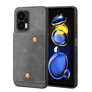 For Xiaomi Redmi Note 11T Pro Double Buckle Card Slots Magnetic Phone Case(Grey)