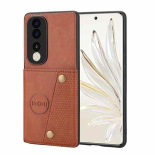 For Honor 70 Pro Double Buckle Card Slots Magnetic Phone Case(Brown)