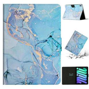 For iPad mini 6 Marble Pattern Smart Leather Tablet Case(Blue)