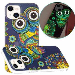For iPhone 14 Luminous TPU Soft Phone Case (Blue Owl)