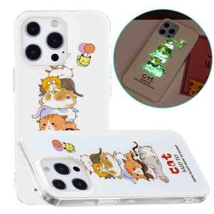 For iPhone 14 Pro Luminous TPU Soft Phone Case(Cat)