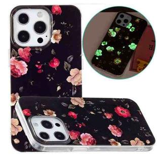 For iPhone 14 Pro Luminous TPU Soft Phone Case(Rose Black)