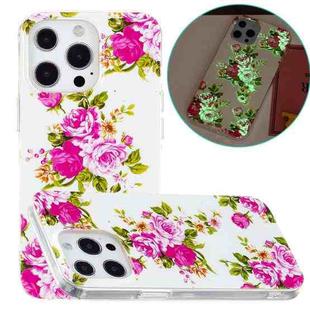 For iPhone 14 Pro Max Luminous TPU Soft Phone Case (Rose Flower)