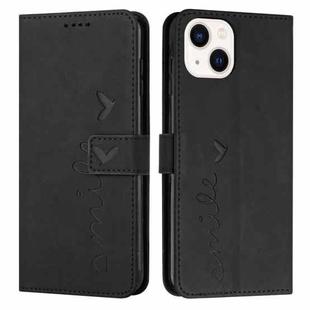 For iPhone 14 Skin Feel Heart Pattern Leather Phone Case (Black)