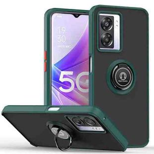 For OPPO A57 5G Q Shadow 1 Series TPU + PC Phone Case with Ring Holder(Dark Green)