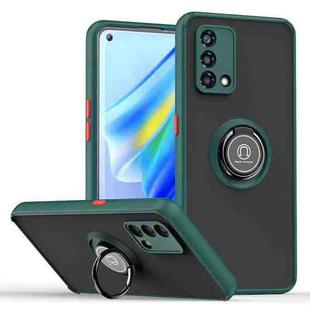 For OPPO A74 4G Q Shadow 1 Series TPU + PC Phone Case with Ring Holder(Dark Green)