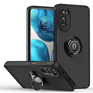 For Motorola Moto G52 Q Shadow 1 Series TPU + PC Phone Case with Ring Holder(Black+Black)