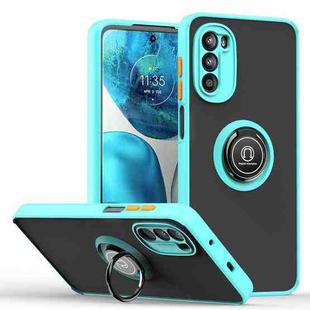 For Motorola Moto G52 Q Shadow 1 Series TPU + PC Phone Case with Ring Holder(Sky Blue)