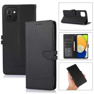 For Samsung Galaxy A03 EU Cross Texture Horizontal Flip Leather Phone Case(Black)