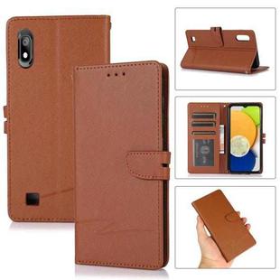 For Samsung Galaxy A10 Cross Texture Horizontal Flip Leather Phone Case(Brown)