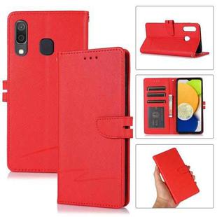 For Samsung Galaxy A20 Cross Texture Horizontal Flip Leather Phone Case(Red)
