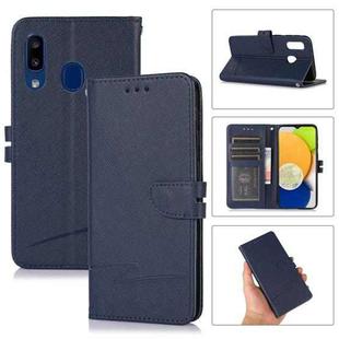 For Samsung Galaxy A40 Cross Texture Horizontal Flip Leather Phone Case(Dark Blue)