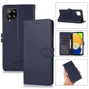 For Samsung Galaxy A42 5G Cross Texture Horizontal Flip Leather Phone Case(Dark Blue)