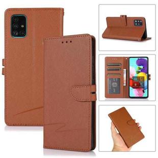 For Samsung Galaxy A51 5G Cross Texture Horizontal Flip Leather Phone Case(Brown)