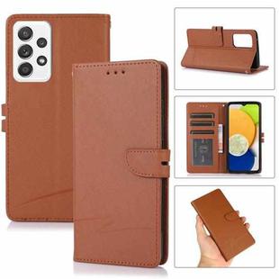 For Samsung Galaxy A52 5G Cross Texture Horizontal Flip Leather Phone Case(Brown)
