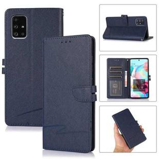 For Samsung Galaxy A71 Cross Texture Horizontal Flip Leather Phone Case(Dark Blue)