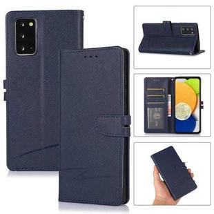 For Samsung Galaxy Note20 Cross Texture Horizontal Flip Leather Phone Case(Dark Blue)