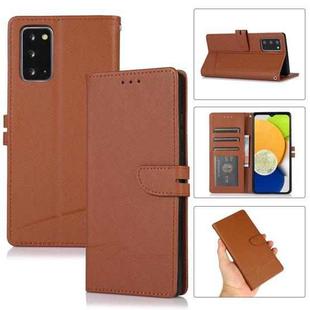 For Samsung Galaxy Note20 Cross Texture Horizontal Flip Leather Phone Case(Brown)