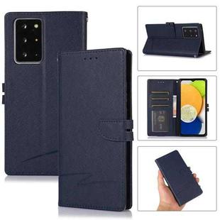 For Samsung Galaxy Note20 Ultra Cross Texture Horizontal Flip Leather Phone Case(Dark Blue)