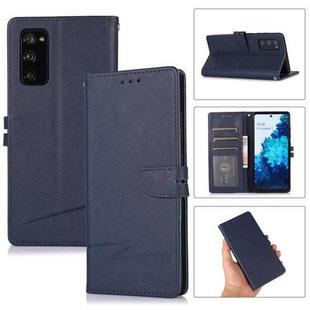 For Samsung Galaxy S20 FE Cross Texture Horizontal Flip Leather Phone Case(Dark Blue)
