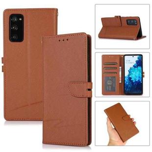 For Samsung Galaxy S20 FE Cross Texture Horizontal Flip Leather Phone Case(Brown)