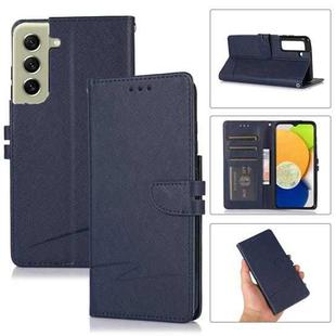 For Samsung Galaxy S21 FE 5G Cross Texture Horizontal Flip Leather Phone Case(Dark Blue)