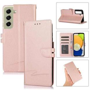For Samsung Galaxy S21 FE 5G Cross Texture Horizontal Flip Leather Phone Case(Pink)