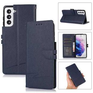 For Samsung Galaxy S21+ 5G Cross Texture Horizontal Flip Leather Phone Case(Dark Blue)