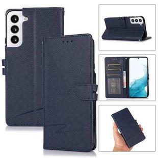 For Samsung Galaxy S22+ 5G Cross Texture Horizontal Flip Leather Phone Case(Dark Blue)