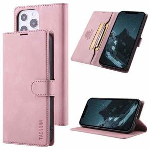 TAOKKIM Skin Feel Leather Case For iPhone 14 Pro(Pink)