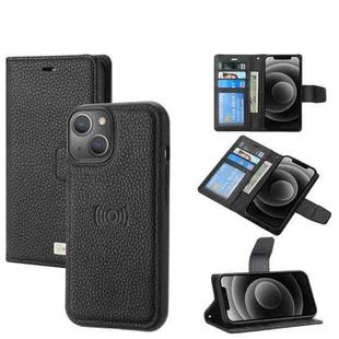 For iPhone 14 Magnetic Detachable Leather Phone Case (Black)